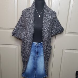 TCEC Gray Women's Knitted Mohair Wool Blend Sweater Cardigan Shrug S/M